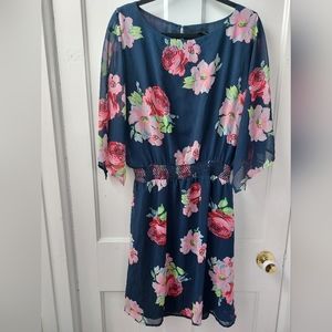 IMNYC sheer floral dress with flutter sleeves